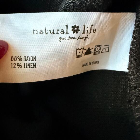 Natural Life Black Wide Leg Jumpsuit Women Medium Linen Blend Boho Festival - Picture 4 of 8